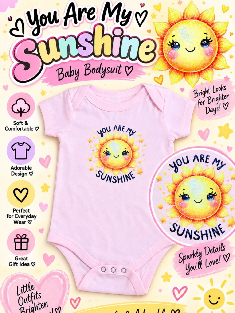 Handmade You are my sunshine onesie